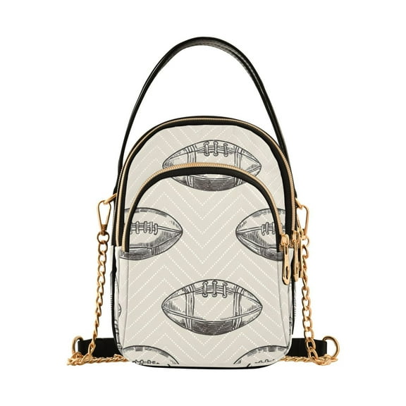 joogoo Women Football Retro Rugby Chain Crossbody Bags Shoulder Handbag Phone Purse