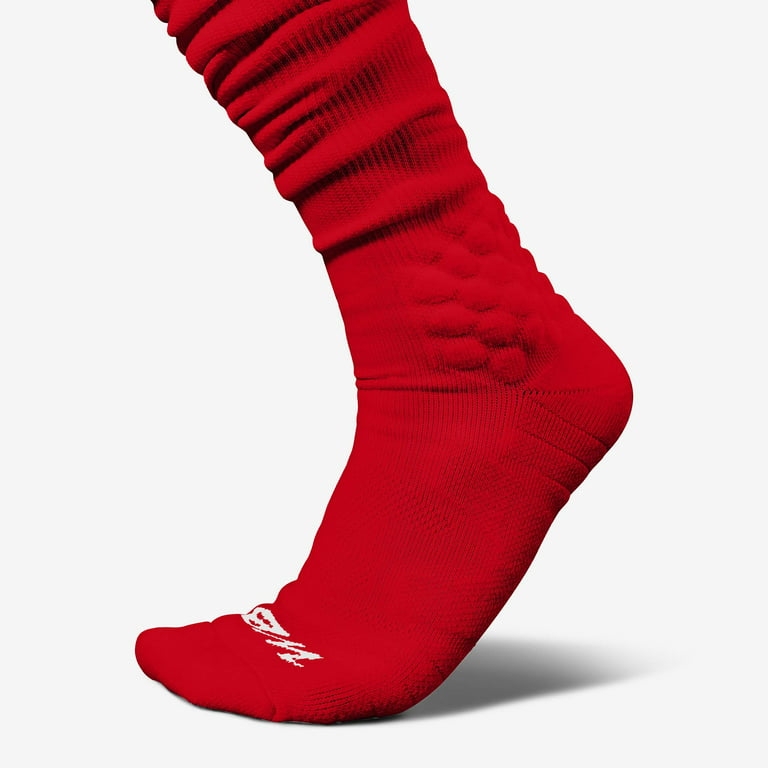 We Ball Sports Scrunch Football Socks, Extra Long Padded Sports Socks for  Men & Boys (Red, XL)