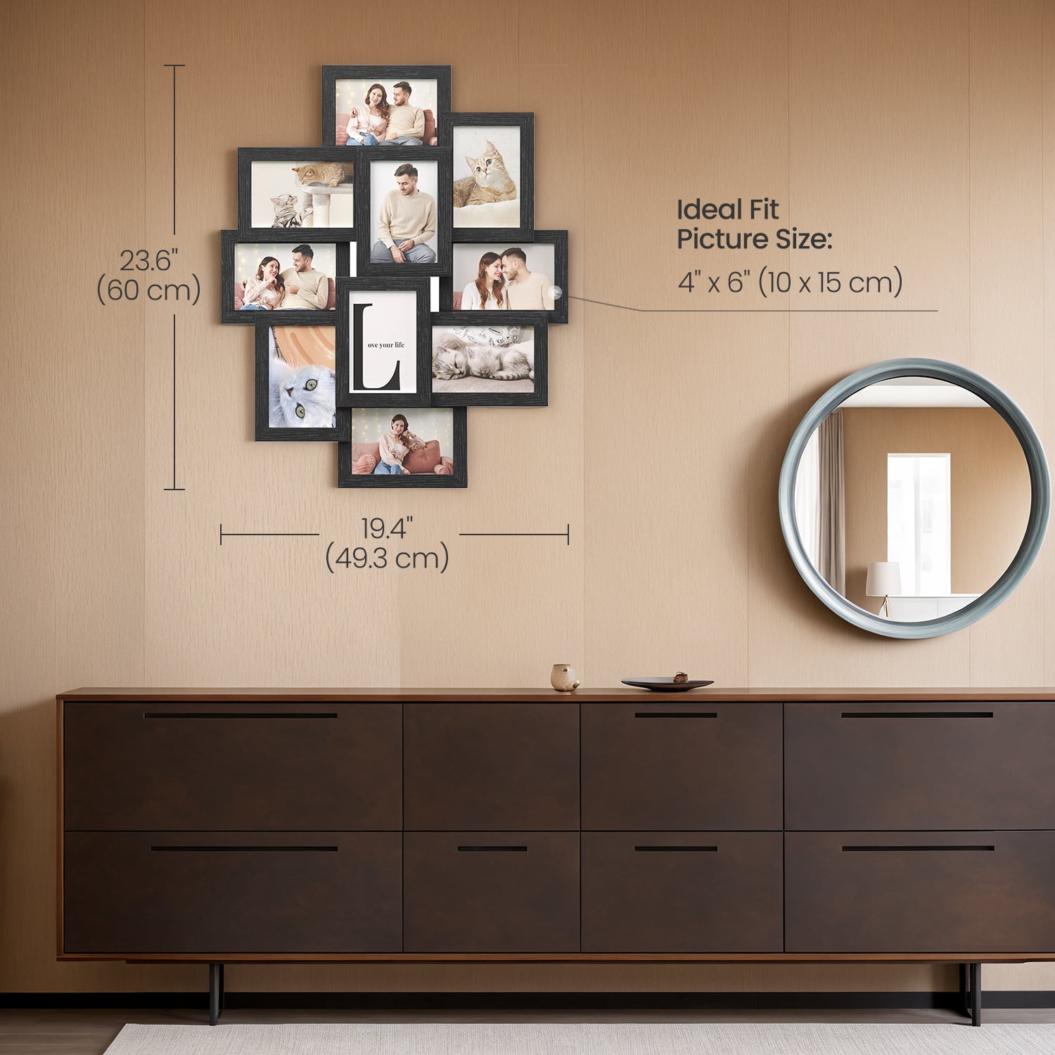 10-Pack Collage Picture Frames, 4x6, Ink Black, Wall Decor for Family Photos, Assembly Required, Gallery Display.