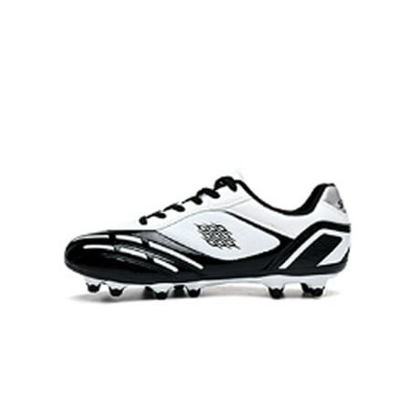 

Tenmix Kids Soccer Cleats Spike Training Shoe Ground Football Shoes Lace Up Athletic Sneakers Womens Breathable Slip Resistant Trainers Black White Spike 11.5