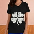 thumbnail image 5 of Feancey St. Patrick's Day Plus Size Scrubs for Women Lucky Shamrock Printed Scrub Tops Stretch Short Sleeve V Neck Nursing Shirts Clover Graphic Tees with Pockets Black M, 5 of 7