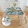 thumbnail image 2 of HAOXIT Cotton Linen Waterproof Tablecloth for Dining Table Kitchen Rectangle Table Cloth Coffee Table Cover, Beige, Green Coffee Flower 52*52, 2 of 8