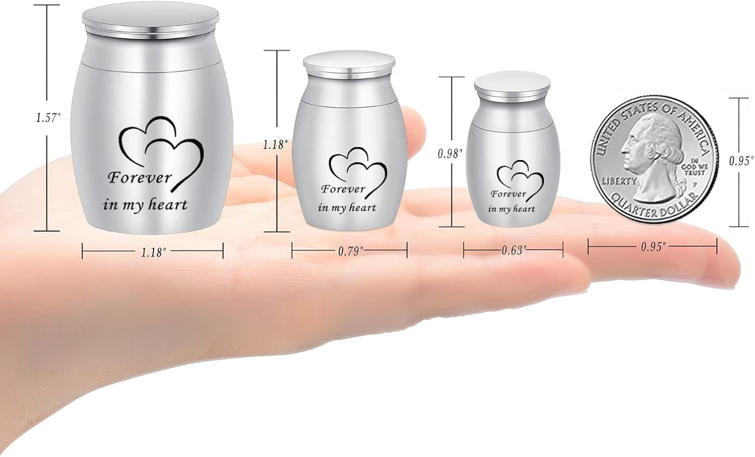 3 Pack Small Urn Set Small Urns Cremation Keepsakes for Ashes- Super Mini Cremation Urns for Human / Pet Stainless Steel Funeral Urn Cremation Urn