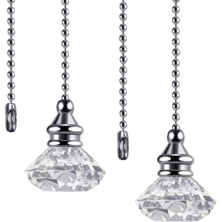 

2 Pieces Pull Chain Ceiling Fan Pull Chain Ornaments Light Pull Chain Extension Decorative Crystal Pull Chain 1 Meter Long Each Chain (Crystal Diamond)