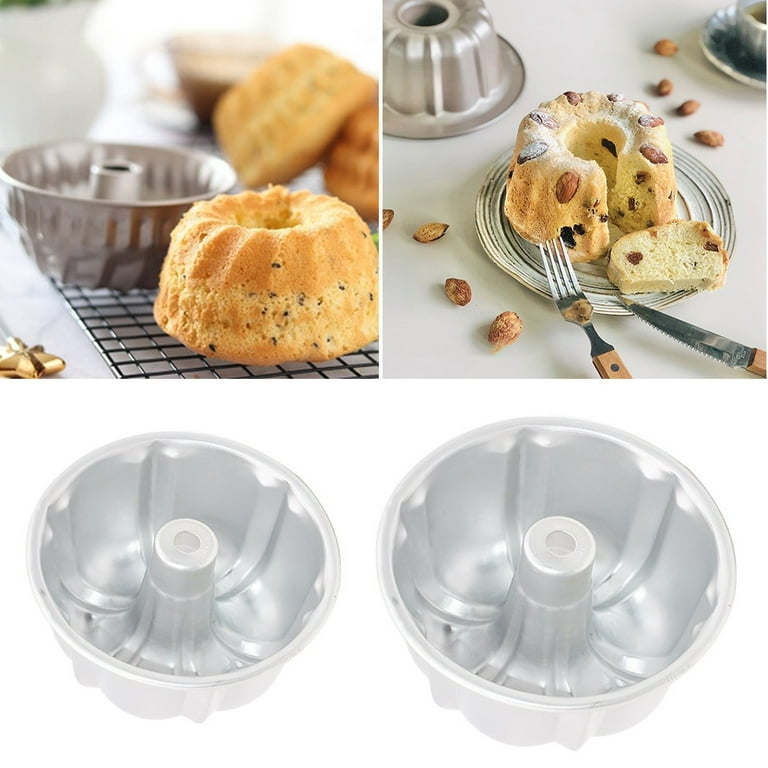 Fancy 1pc Fluted Tube Bundt Cake Pan Carbon Steel Quick Release Coating, Non-Stick Bakeware, Heavy Duty Performance,14*7.5cm Silver