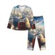 thumbnail image 1 of Balery Sunset Airplane Travel View Conjunto de Pijama con Estampado para Mujer, Conjunto de Dos Piezas con Manga Larga, Ropa de Dormir Suave con Bolsillos, Pijamas Cómodos-X-Large, 1 of 7