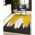 thumbnail image 4 of Adventure Decorative Rug, Forest Halftone Effect Hipster Typography Camping in Mountains, Quality Carpet for Bedroom Dorm and Living Room, 6 Sizes, Earth Yellow, by Ambesonne, 4 of 4