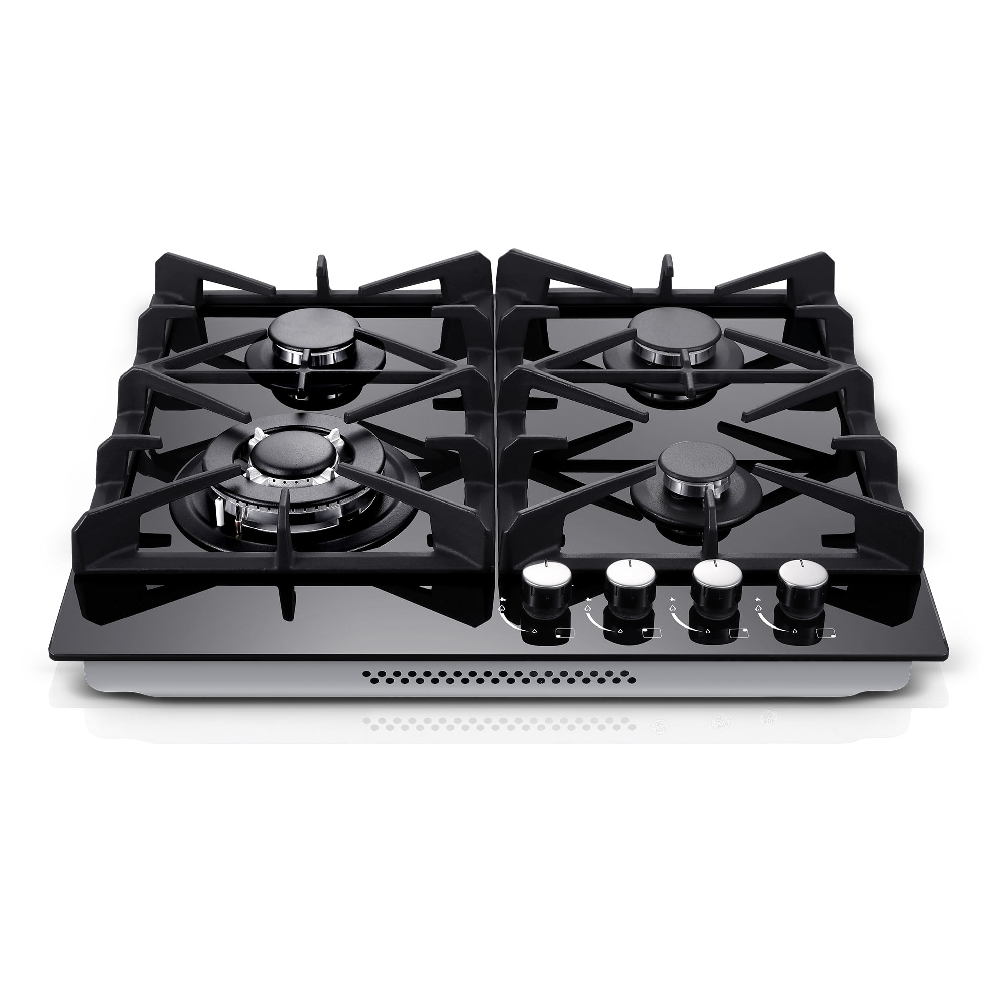 Eascookchef 24 Inch Gas Cooktop with 4 Burners, Tempered Glass, Natural Gas / LPG Convertible