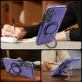 thumbnail image 3 of Allytechgroup Magnetic Case for Samsung Galaxy S22, Built-in Invisible 360° Rotatable Kickstand, Compatible with MagSafe, PU Leather Slim Shockproof Protective Phone Case Cover, Purple, 3 of 6