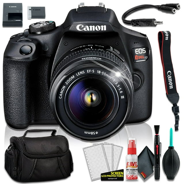 Canon EOS Rebel T7 Appareil Photo Reflex Numérique avec Objectif 18-55 mm, Trousse de Sac et Trousse de Nettoyage