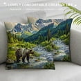 thumbnail image 3 of Autua Bear Mountains Stream Graphic Decorative Throw Pillow Cover for Home Couch Living Room Bed Sofa - Short Plush Material - Invisible Zipper Design - 1PC Car Bedroom Cushion Cover 22x22in, 3 of 5