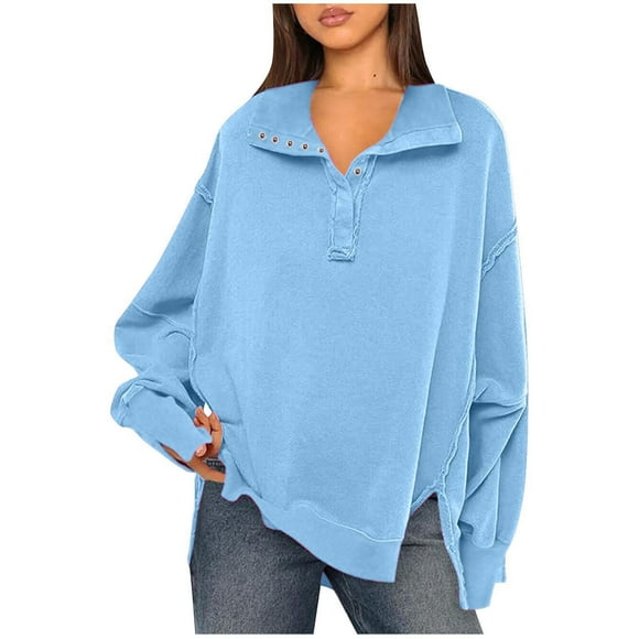 Rbaofujie Womens Hoodie Womens Fall Oversized Sweatshirts Crewneck Casual Fashion Pullover Sweaters Outfits Sweatshirt Light Blue Halloween Sweater