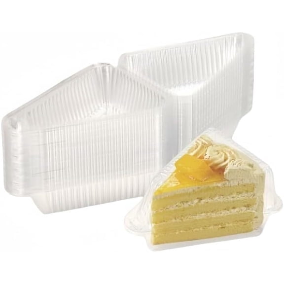 30 pcs Cake Slice Container-Cheesecake Containers- Disposable Clear plastic Hinged Cake Slice Container with Dome Lid