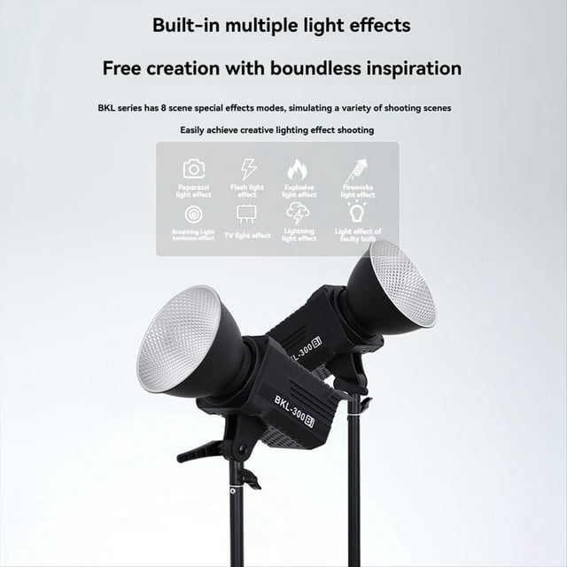 300W Bi LED Video Light, Continuous LED Lighting with 2.4G Wireless Remote for Portrait, Outdoor Photographic US Plug,1 * COB Video Dimmable Light 1 * light cover 1 * Remote control,Black