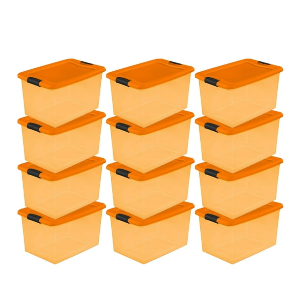 Sterilite Orange 64 Qt Latching Plastic Storage Box Container Tote