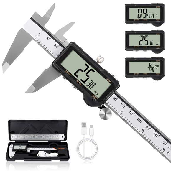 Pinza digital HARDELL de 150 mm recargable con ajuste de reinicio