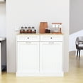 thumbnail image 3 of Tilt Out Trash Can with 2 Doors and 2 Drawers, Hidden Kitchen Garbage Can, Freestanding Pull Out Sorter Cabinet, White, 3 of 6