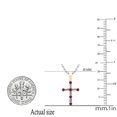 thumbnail image 3 of Dazzlingrock Collection Round Ruby & Baguette White Diamond Religious Cross Pendant for Women with 18 Inch Silver Chain (0.15 ctw, Color I-J, Clarity I1-I2) in 14K Yellow Gold, 3 of 4