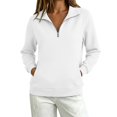 thumbnail image 5 of Quarter Zip Pullover Women Polo Shirts Mock Neck Sweatshirt Women 2026 Y2K Tunic Tops Airport Travel Outfit Basic Tops Fitness Fall Outfits Plain Oversized Baggy Cozy Lounge Daily Workout Sweatshirts, 5 of 7
