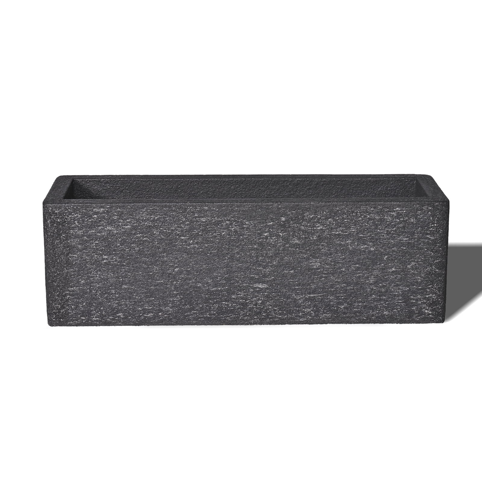 TerraDeco 24 Inch Rectangular Concrete Planter,Durable All-Weather Use with Drainage Holes,Large Rectangular Planter for Outdoor Indoor Plants