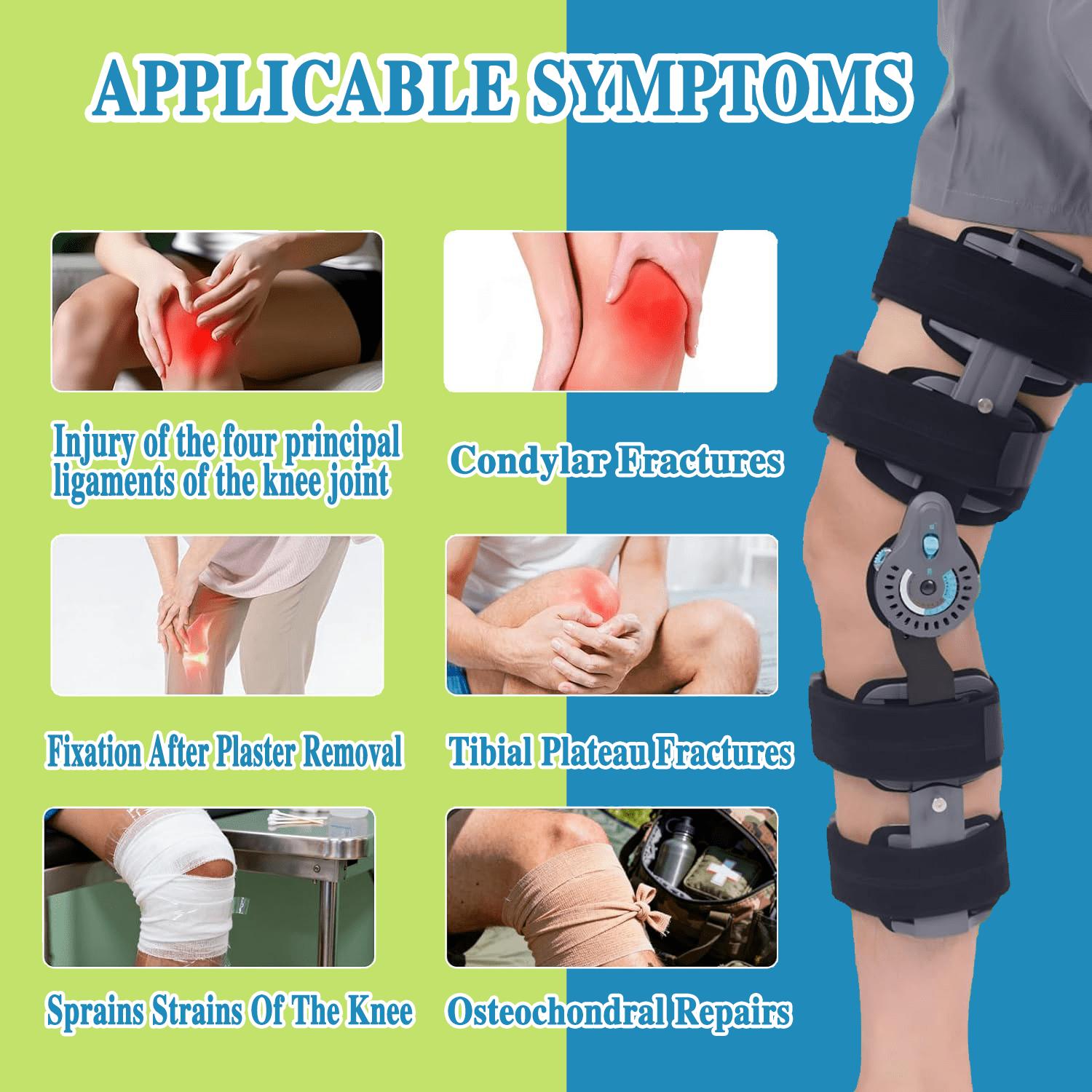 Komzer Hinged ROM Knee Brace, Post Op Immobilizer Knee Brace, Adjustable Orthopedic Support for Recovery Stabilization, ACL, MCL and PCL Injury