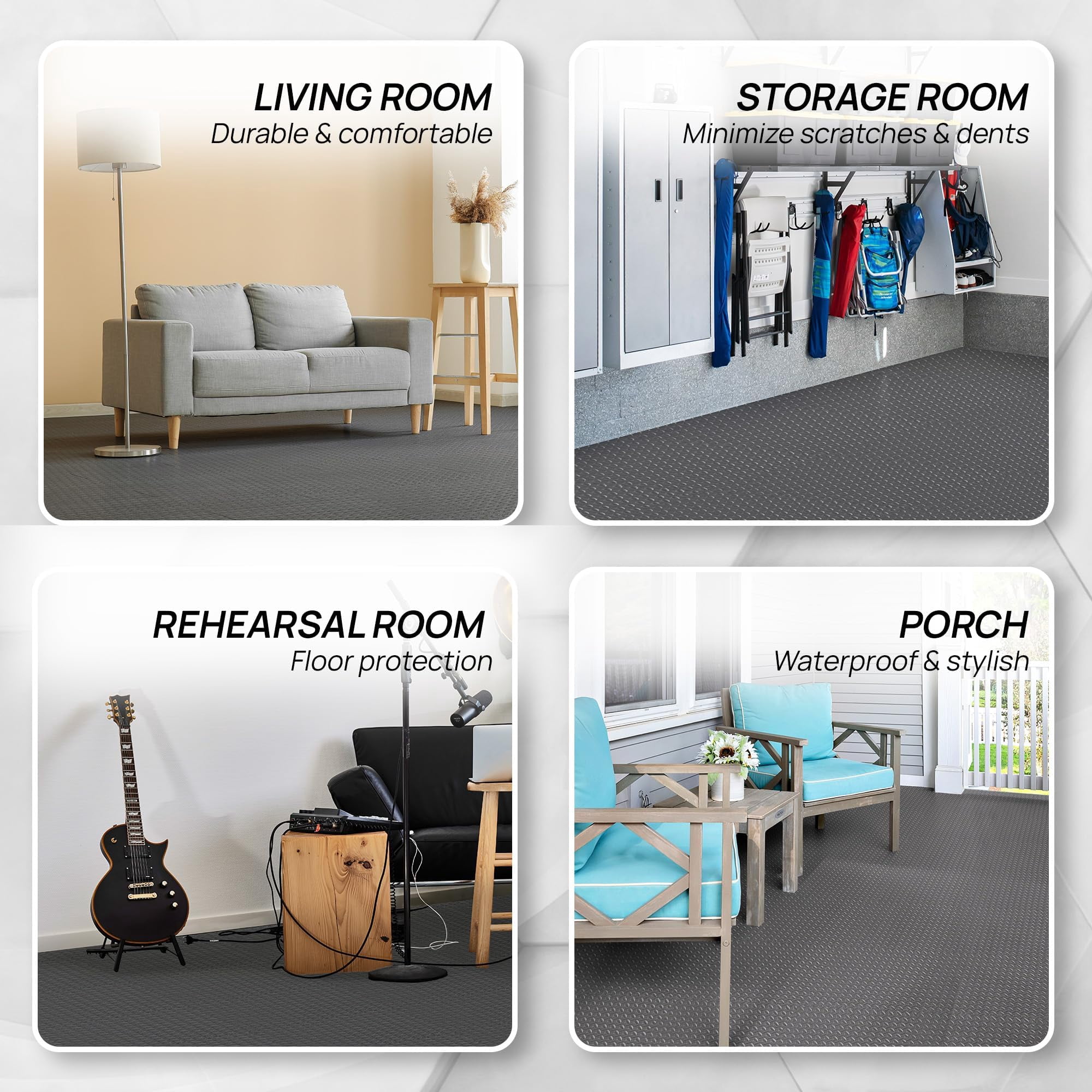 Eva Interlocking Mats  Puzzle Floor Tiles Foam Padding With Border For Furniture Home Space Living Room Garage 11 Sqft