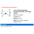 thumbnail image 2 of Front Left Window Regulator - Compatible with 2004 - 2007 Dodge Caravan 2005 2006, 2 of 2