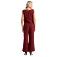 thumbnail image 4 of TTAO Womens Elegant Wedding Guest Pants Suit 3 Piece Set Formal Chiffon Lace Evening Party Outfits Burgundy-A XXL, 4 of 7