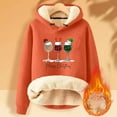 thumbnail image 2 of IROINNID Christmas Hoodie for Women Winter Warm Plush Hoodies Long Sleeve Print Thermal Hooded Sweatshirt Tops,Orange, 2 of 3