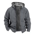 thumbnail image 2 of Winter Clearance!Brilliant Jackets for Men Puff Men's Winter Long Sleeved Cardigan Pockets Warm Plush Hooded Jacket Fleece Sweater Coat Heavy Weight, 2 of 5