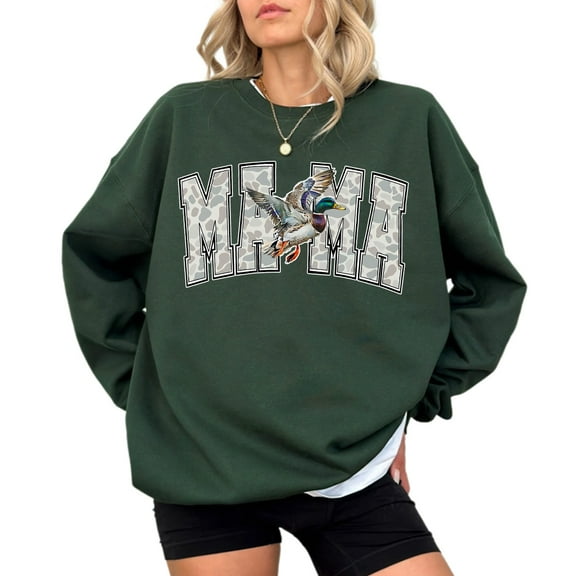 Camo Duck Mama Sweatshirt – Cute Hunting Wife Camouflage Sweater, Outdoor Enthusiast Gift, Casual Streetwear for Women