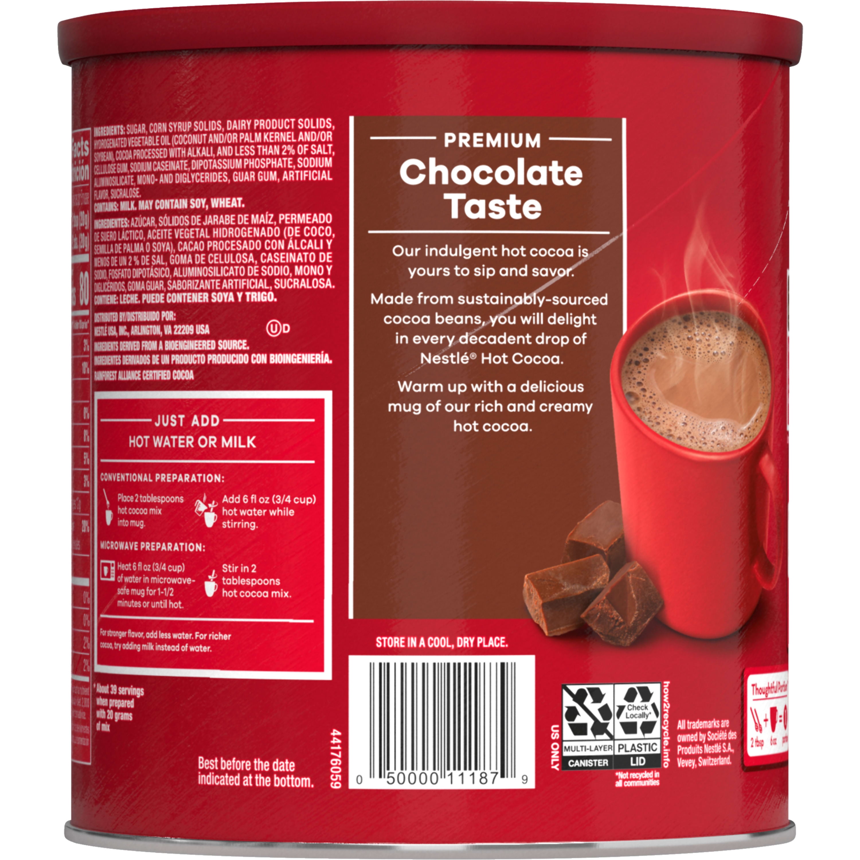 (4 pack) NESTLE Hot Cocoa Rich Milk Chocolate Canister 4x27.7oz