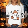 thumbnail image 2 of ZVAVZ Womens Halloween Tee Shirts Crew Neck Ghost Printed Top Cute Pumpkin Graphic Tees Fashion Bad Novelty Holiday T-Shirts White S, 2 of 6