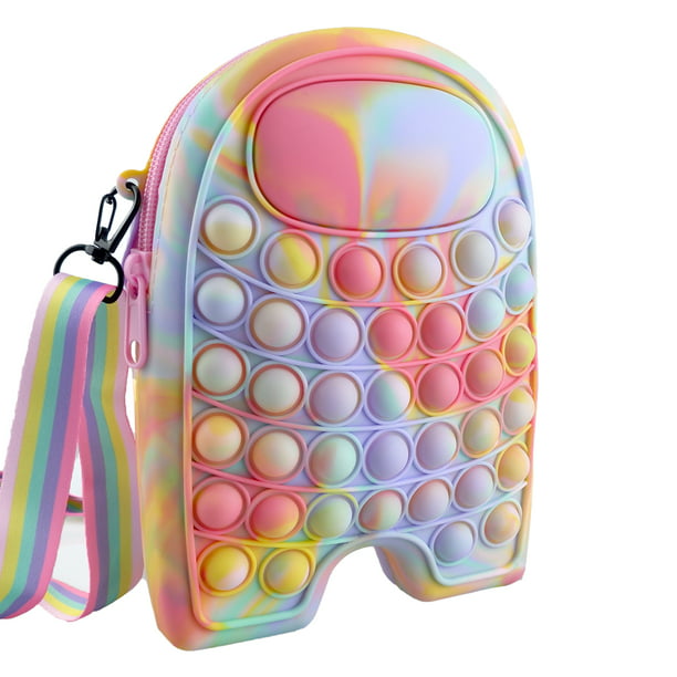 EXDOLL Pop on Its Fidget Toys Pop it Purse Simple Dimple Poppers Fidgets  Sensory Toy Rainbow Pop Shoulder Bags Octopus Multi-color 