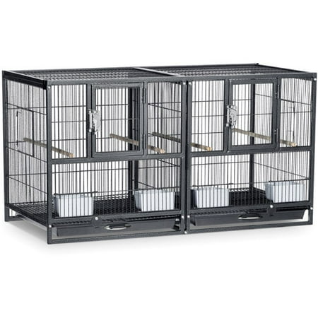Prevue Pet Products Hampton Deluxe Divided Breeder Cage, Black Hammertone