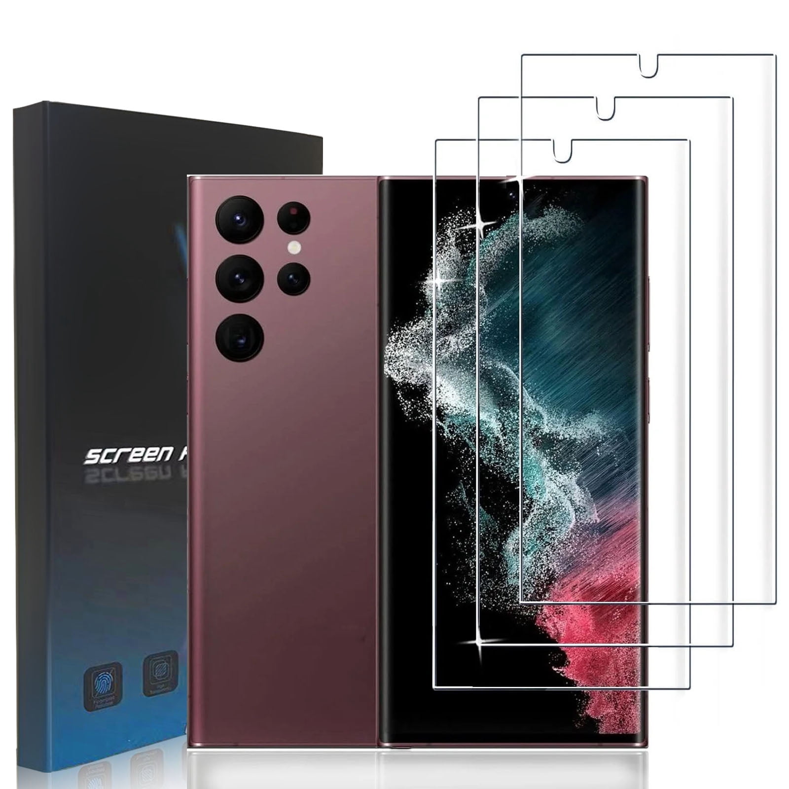 Zonyee HD Tempered Glass Screen Protector for Samsung Galaxy S22 Ultra,Scratch & Impact Absorbing,Easy Install,3 Pack