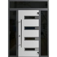 thumbnail image 5 of Front Exterior Prehung Steel Door / Ronex 0131 Black Enamel / 2 Side and Top Exterior Window Sidelite / Stainless Inserts Entry Metal Modern Painted W12+36+12" x H80+16" Left hand Inswing, 5 of 6