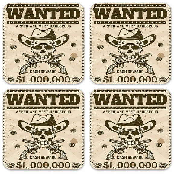 Vinyl Drink Coasters - Set of 4 - Wanted: Dead Or Alive