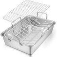 thumbnail image 1 of Roasting Pan . Stainless steel Turkey Roaster with Rack Include Deep Lasagna Pan & V-shaped Rack & Roasting Rack & Heavy Duty Easy Clean & Dishwasher - Rectangular, 1 of 9