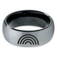 thumbnail image 2 of Tungsten Sky Spectrum Rainbow Band Ring 8mm Men Women Comfort Fit Black Dome Brushed Gray Polished, 2 of 4