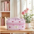thumbnail image 3 of Quilted Strawberry Portable Make Up Bags Zipper Closure Travel Cosmetic Bags Large Skincare Brush Organizer Pouches for Women and Girls (L), 3 of 8