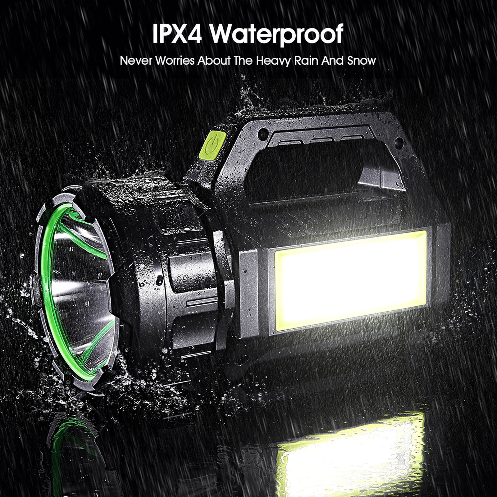 Pklyzj LED Searchlight LED Lantern,Solar Rechargeable Super Bright 10000LM Handheld LED Flashlight , Multifunctional LED Camping Lamp Work Lights,7 Light Modes,IPX4 Waterproof, for Emergency