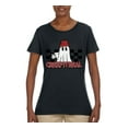 thumbnail image 2 of Wild Bobby Creep It Real Ghost Checker Background Halloween Red and Black Halloween Women Graphic Tee, Black, Small, 2 of 6