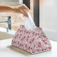 thumbnail image 5 of Goofa Rose Flowers Pattern Triangle Square Tissue Box Cover, Modern PVC Leathe Facial Paper Holder,Decorative Holder/Organizer for Bathroom Vanity Countertop, 5 of 9