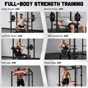 Forgemus Squat Rack for Home Gym,2000lbs Power Rack Squat Machine with LAT Pulldown and More Training Attachments,Weight Rack with Adjustable Pulley System for Full Body Workout,Black