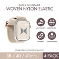 thumbnail image 6 of Xtreme Unisex Smart Watch Nylon Braided Elastic Band 4 Pack – Small Size, Breathable, Adjustable, 38/40/41 mm, Compatible with Apple Watch, For Women/Men, Milk Tea, Starlight, Nude Pink, Blue Gray, 6 of 9