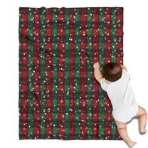 Red and Green Plaid Christmas Snow Pattern Blanket,Comfortable Soft Flannel Throw Blanket,All Season,Warm Lightweight Blankets for Sofa Bed Couch Living Room Chair,30"x40"