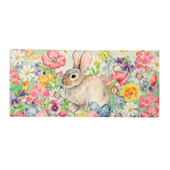 Evergreen Bunny in the Garden Sassafras Indoor Outdoor Switch Doormat 1'10"x10" Multicolored