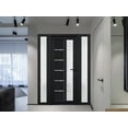thumbnail image 3 of Front Exterior Prehung Metal-Plastic Door Frosted Glass / Manux 8088 Matte Black / 2 Side Windows / Office Commercial and Residential Doors Entrance Patio Garage 64" x 80" Right-hand Inswing, 3 of 5