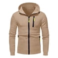 thumbnail image 2 of MesaSe Mens Hooded Sweater Coat With Solid Color Zipper Pocket In Autumn And Winter, 2 of 5